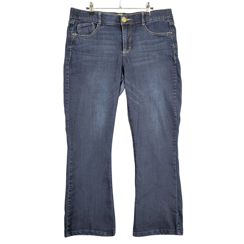 DEMOCRACY AB Solution Itty Bitty Bootcut Mid Rise Dark Denim Blue Jeans SIZE 14